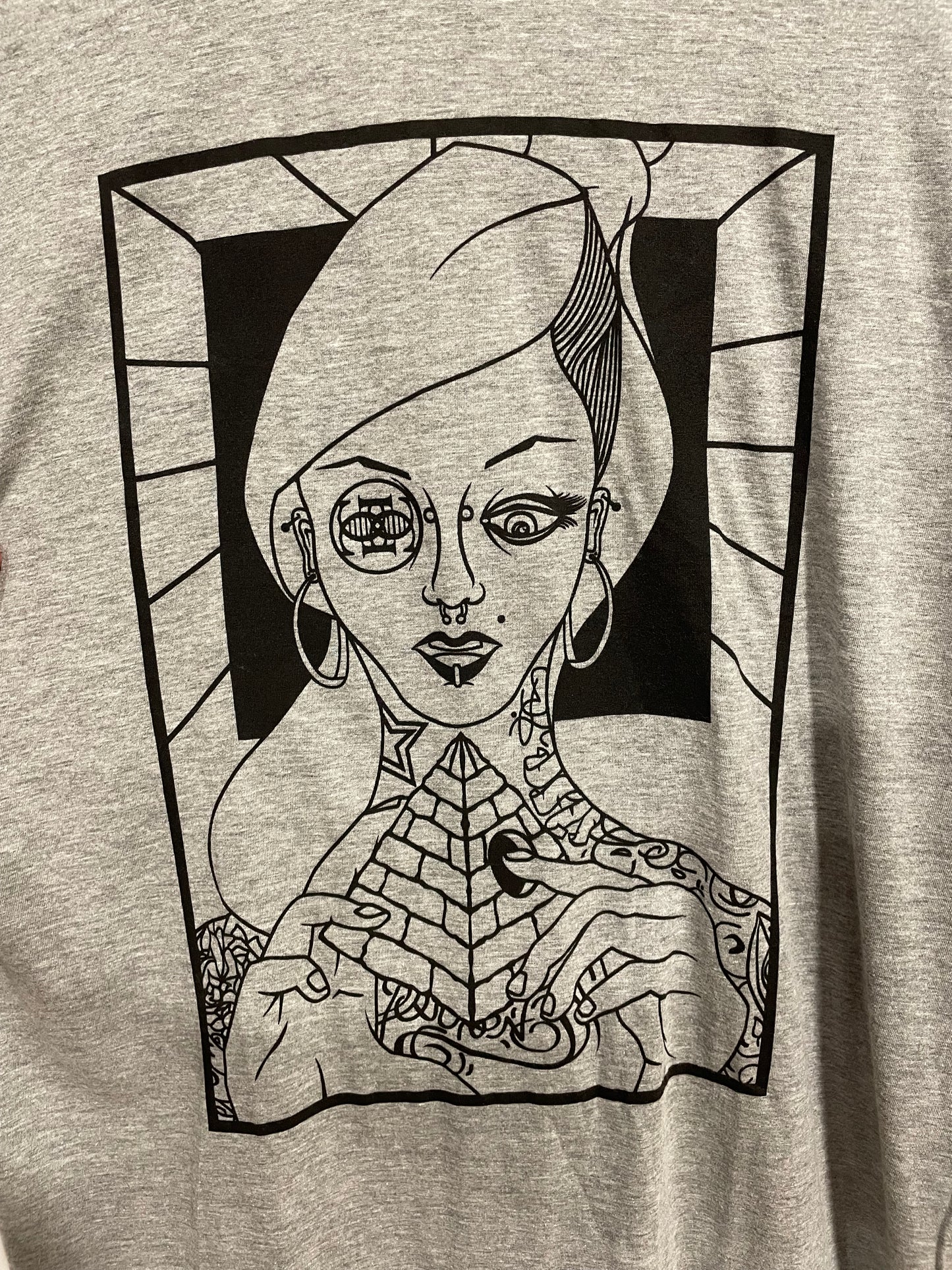 T shirt Genethik stampa girl grigio chiaro