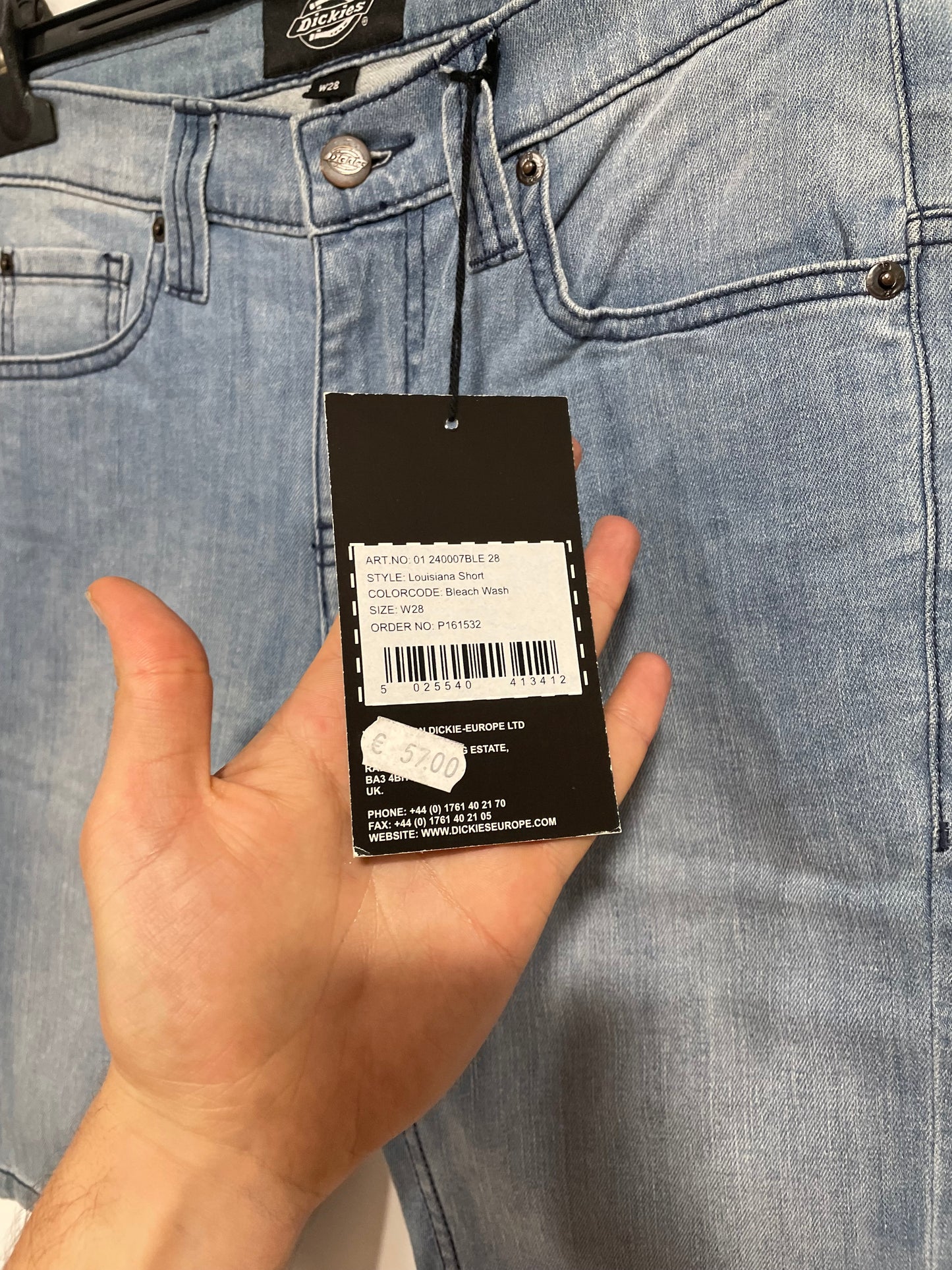 Shorts Dickies in jeans nuovo con cartellino (D718)