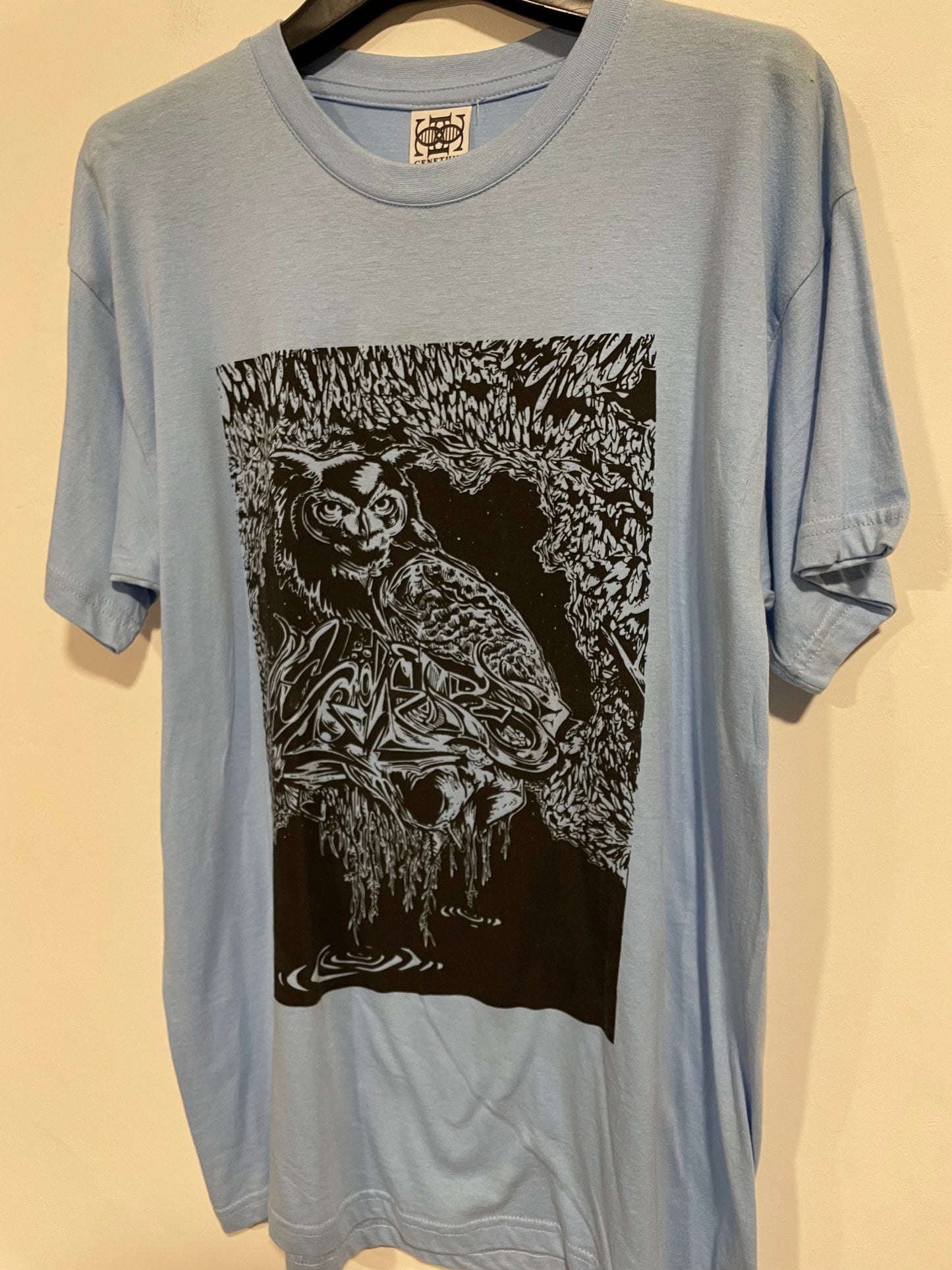 T shirt Genethik vecchia collezione Gufo azzurro