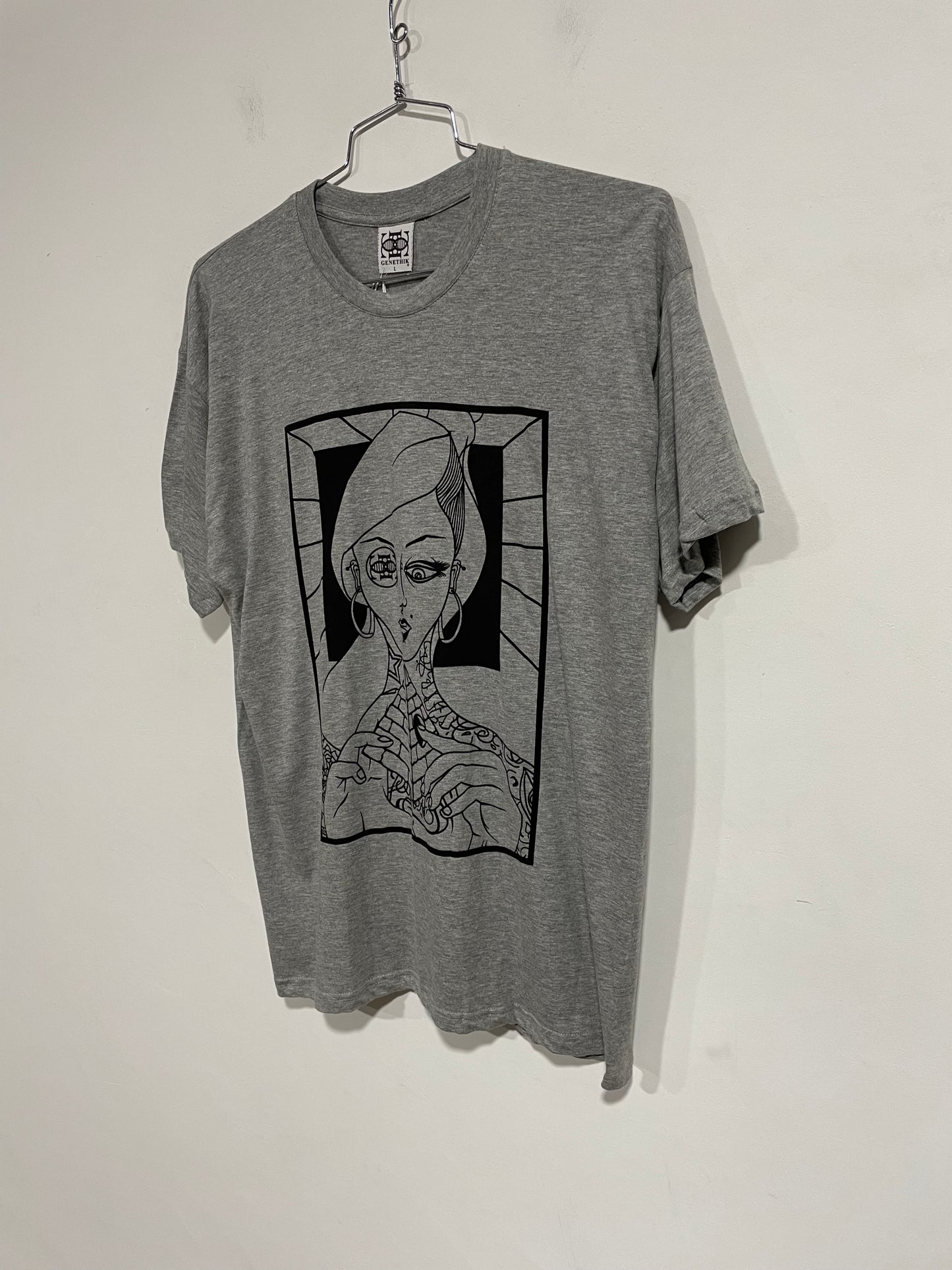 T shirt Genethik stampa girl grigio chiaro
