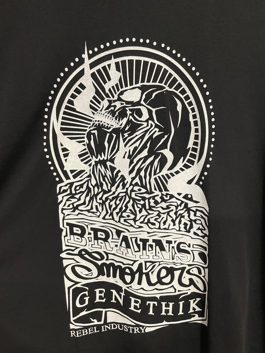 T shirt Genethik Brains Smokers nera vecchia collezione