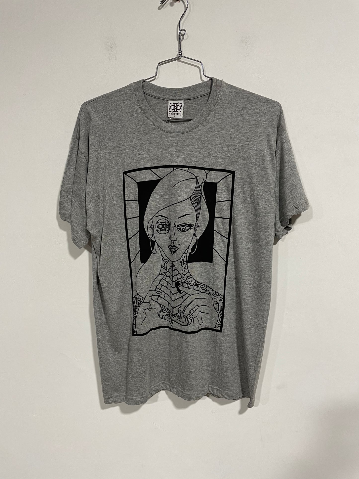 T shirt Genethik stampa girl grigio chiaro