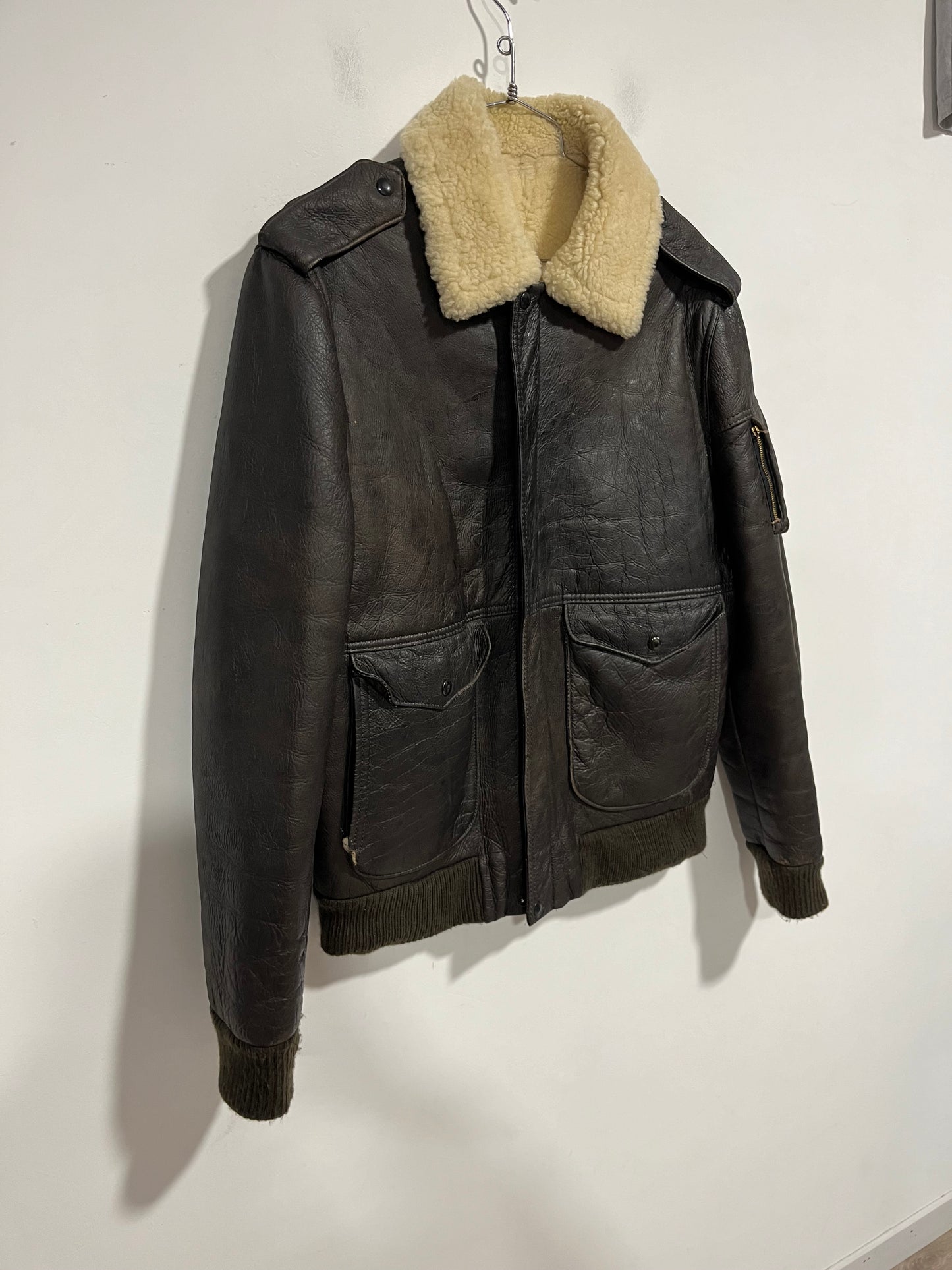 Giacca Aviatore anni 80/90 in vera pelle con sherpa interno (F886)