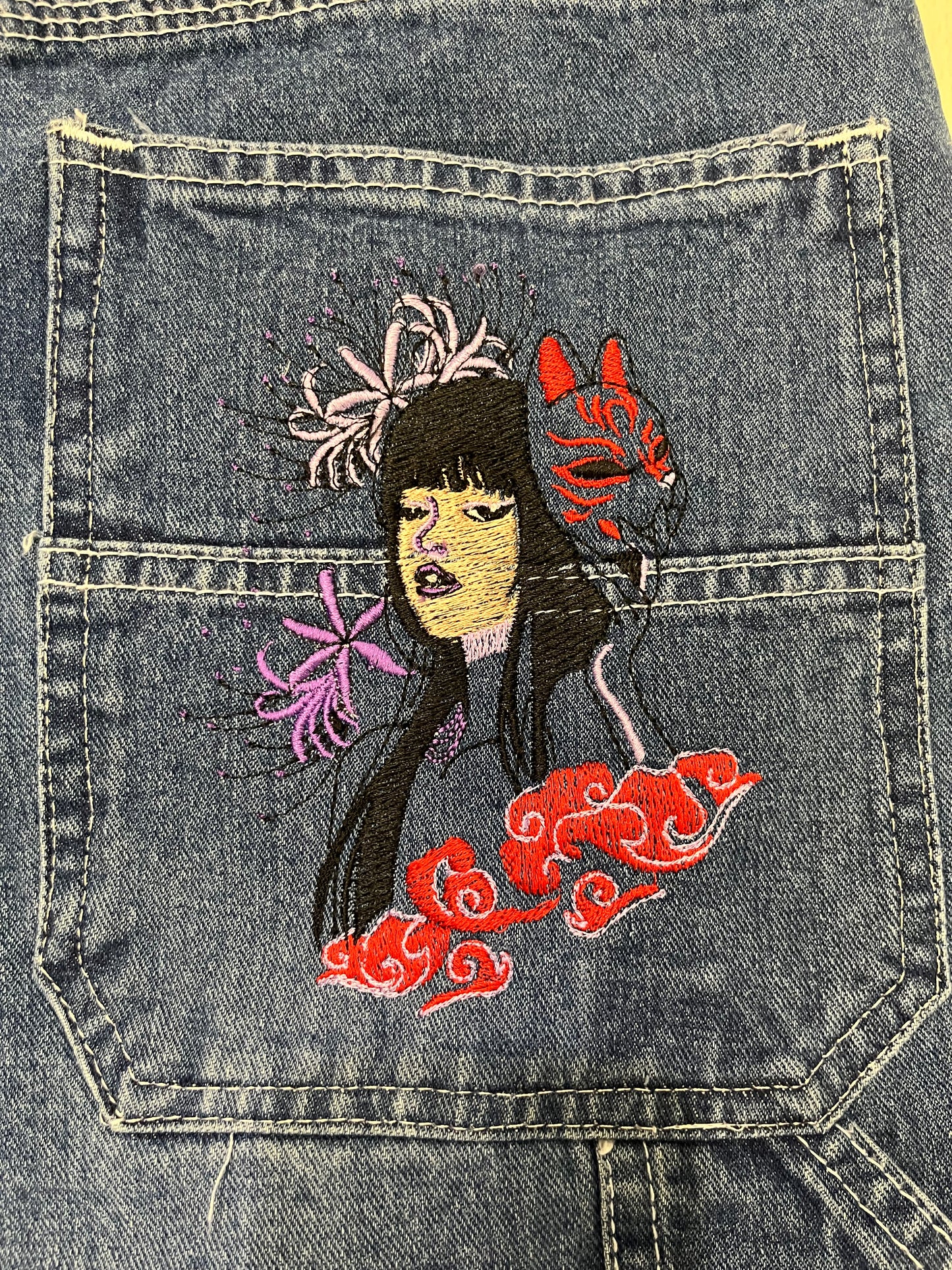 Jorts baggy con ricamo Jap Geisha (H225)