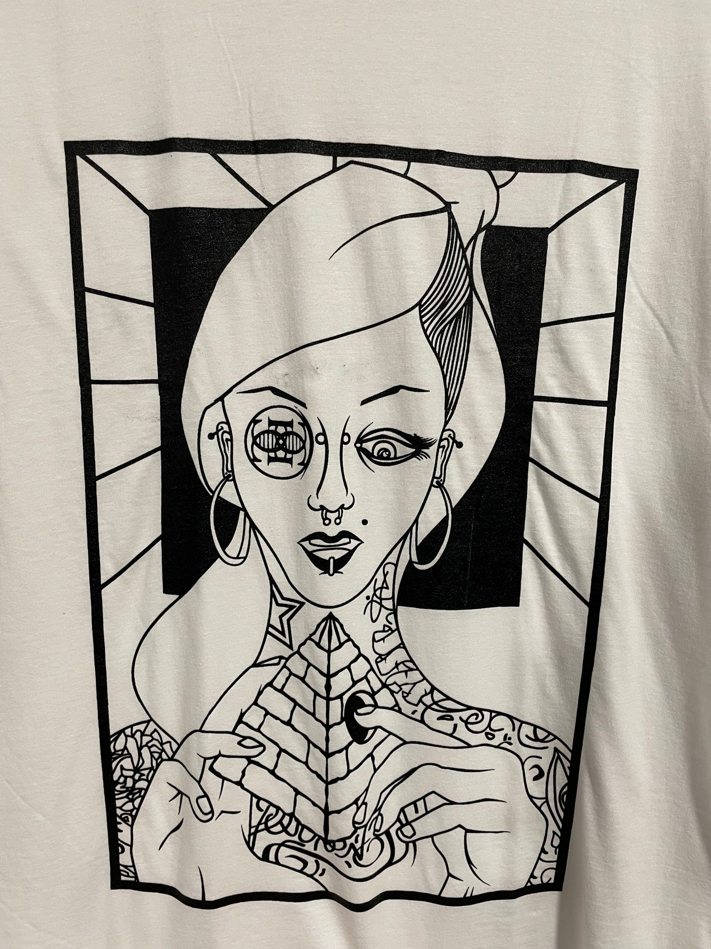 T shirt Genethik vecchia collezione stampa tattooed girl bianca
