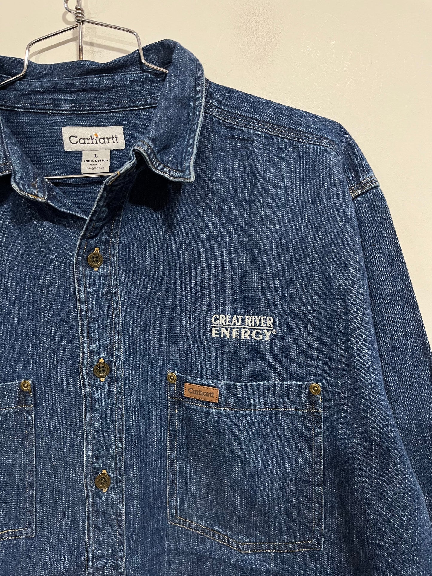 Camicia Carhartt in jeans nuova senza cartellino (G790)