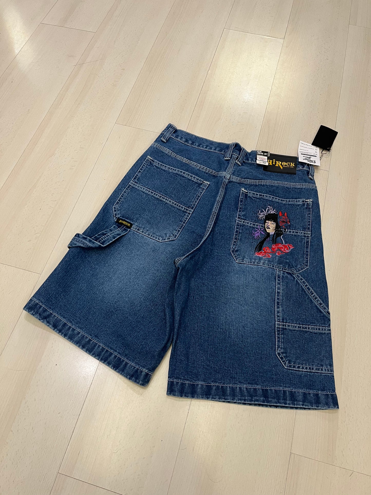 Jorts baggy con ricamo Jap Geisha (H225)