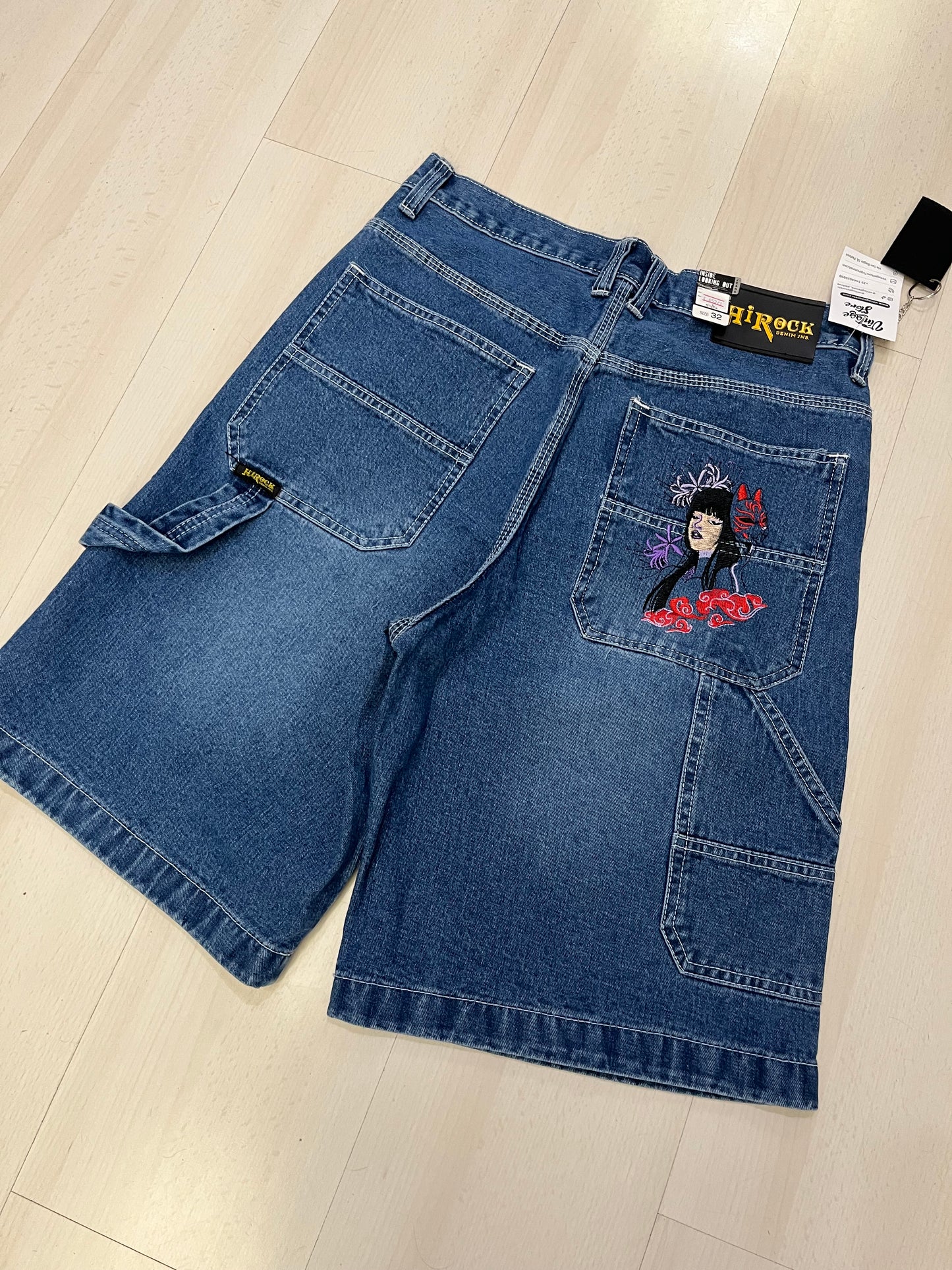Jorts baggy con ricamo Jap Geisha (H225)