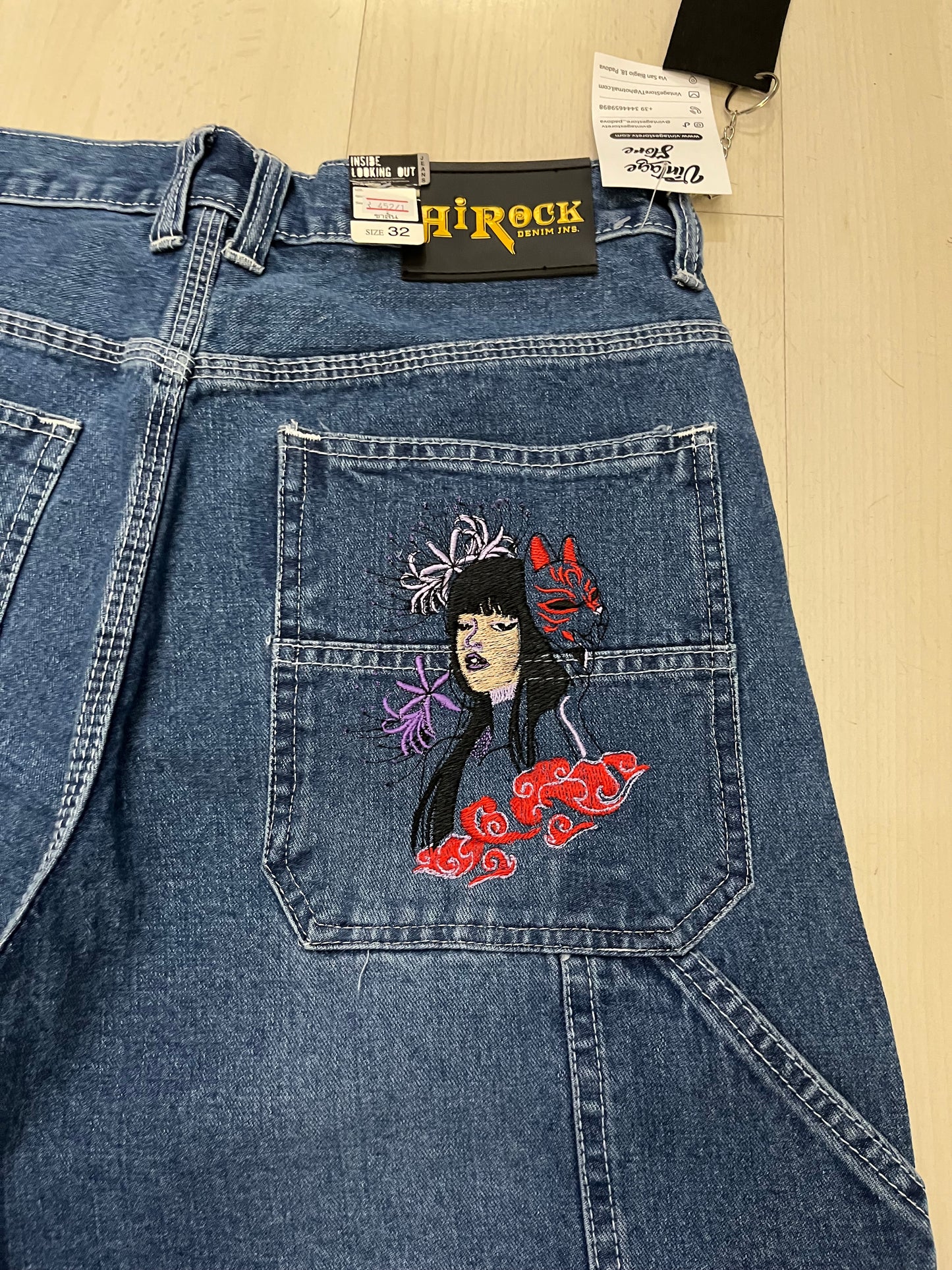 Jorts baggy con ricamo Jap Geisha (H225)