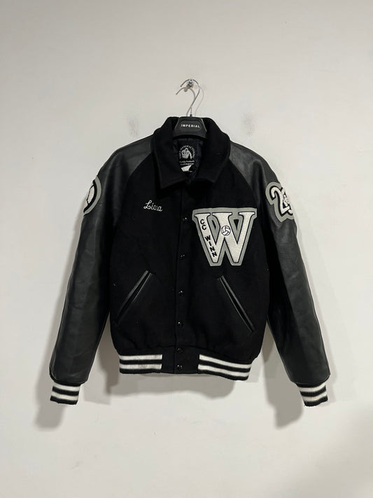 Giubbotto varsity Jacket total black (F802)