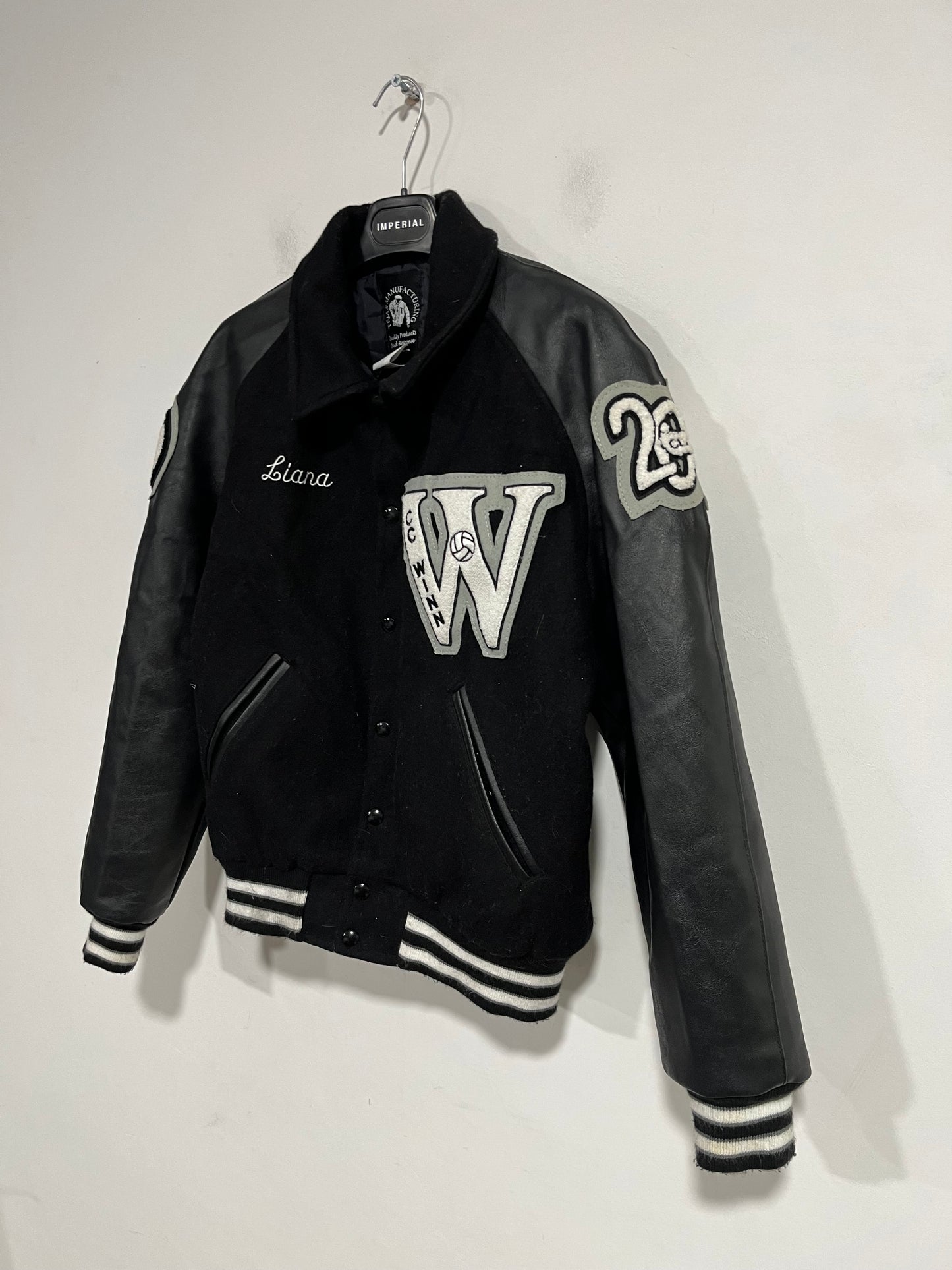 Giubbotto varsity Jacket total black (F802)