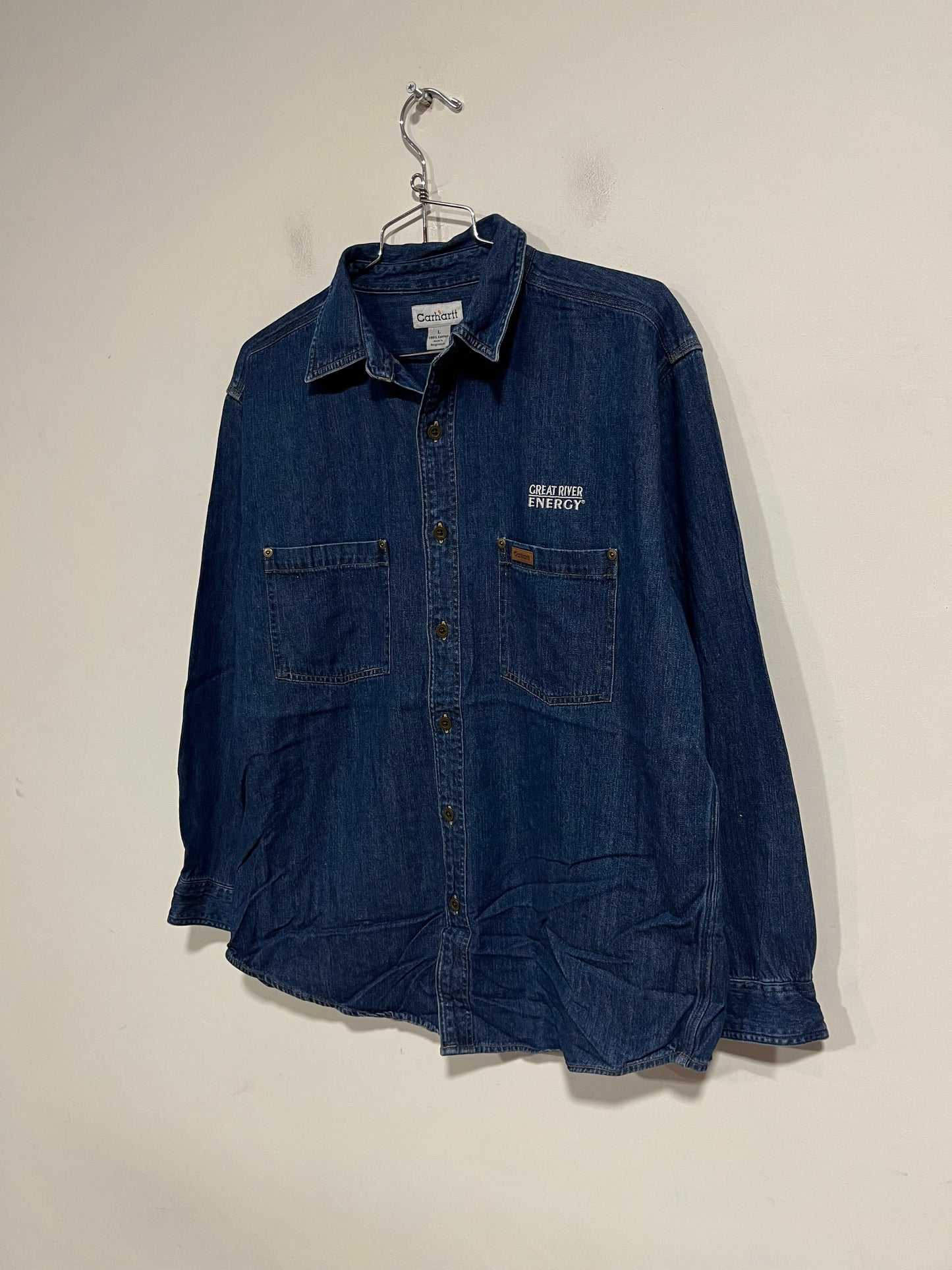 Camicia Carhartt in jeans nuova senza cartellino (G790)